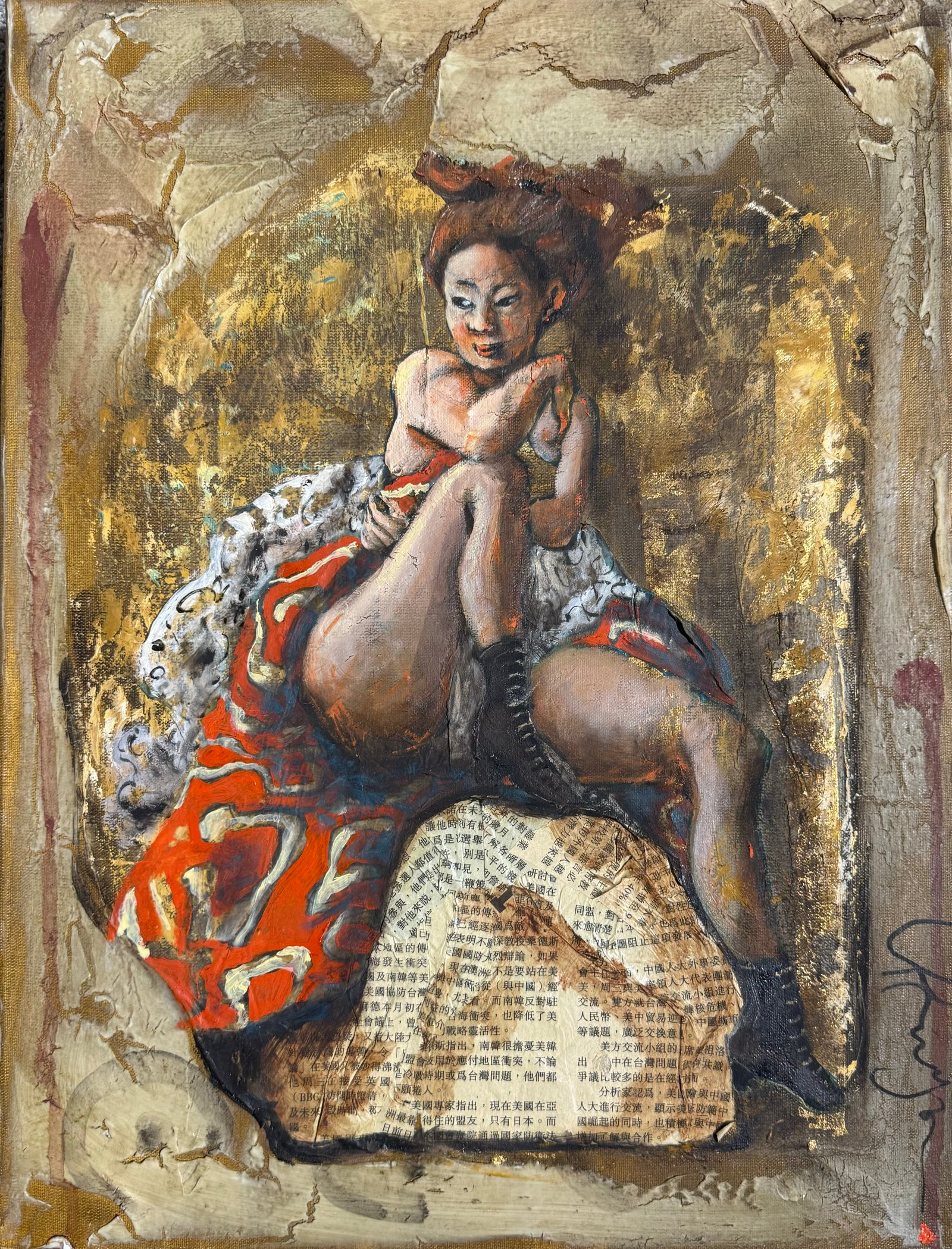 CECILE, gesso, oil & mixte